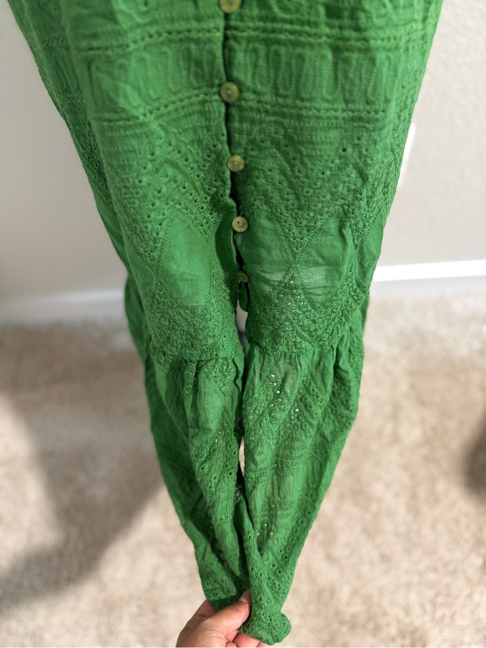 Chicwish Emerald Eyelet Belted Midi Dress - Picture 8 of 11